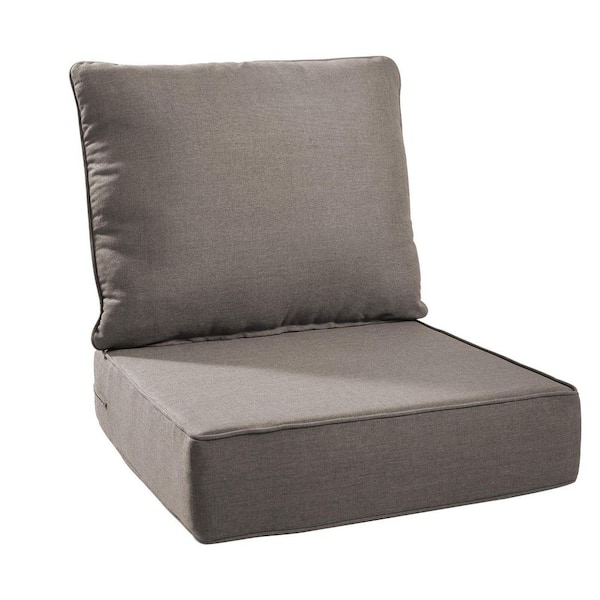 Modern 24 in. x 24 in. x 6 in. 2-Piece Deep Seating Outdoor Lounge Chair Thick Cushion Set in Gray (1-Set)