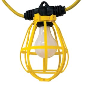 100 ft. 14/3 SJTW 10-Light Plastic Cage Light String - Yellow