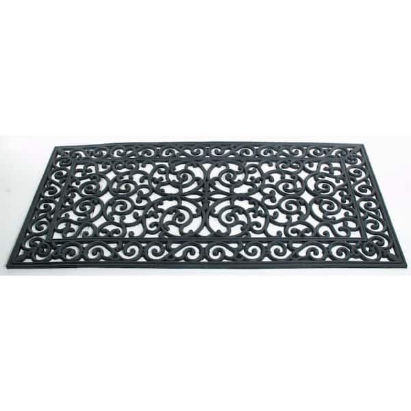 48 in. x 24 in. Black Rubber Outdoor Door Mat