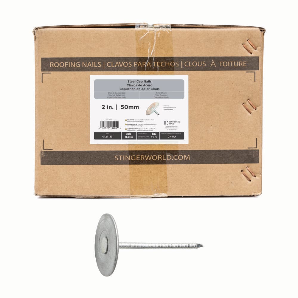 2 in. x 12-gauge Electrogalvanized Ring Shank Steel Cap Roofing Nail 25 lbs. Box price history on PriceWatchPro