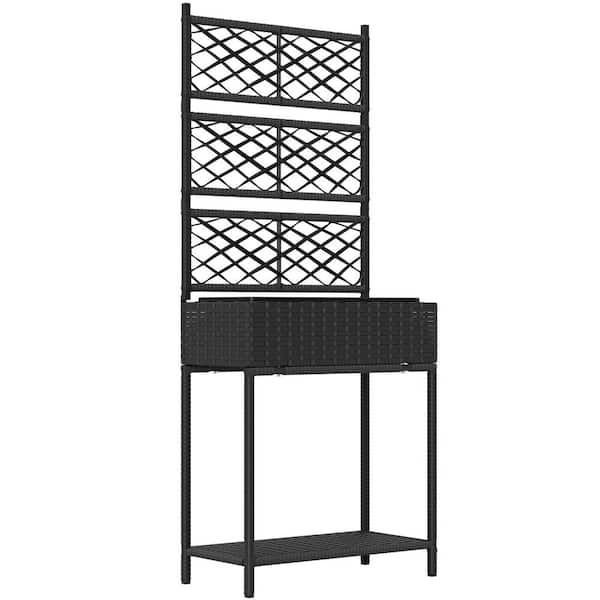 Outsunny 18.5 in.  x 7.1 in.  x 5.1 in.  Steel Planter with Trellis for Climbing Plants, Freestanding Raised Bed, Black