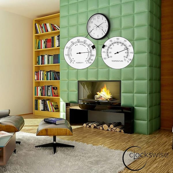 House Heath Clocks 掛時計 赤とグレー CLOCKSWISE 18 in. Large Outdoor Wall Clock Thermometer Combo