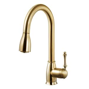 Camden Single-Handle Pull Down Sprayer Kitchen Faucet with CeraDox Technology in Brushed Brass