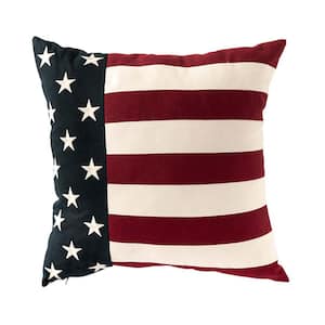 18 in. x 18 in. Patriotic Stripes Indoor/Outdoor Patriotic Throw Pillow