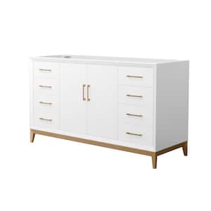 Amici 59.75 in. W x 21.75 in. D x 34.5 in. H Single Bath Vanity Cabinet without Top in White with Satin Bronze Trim