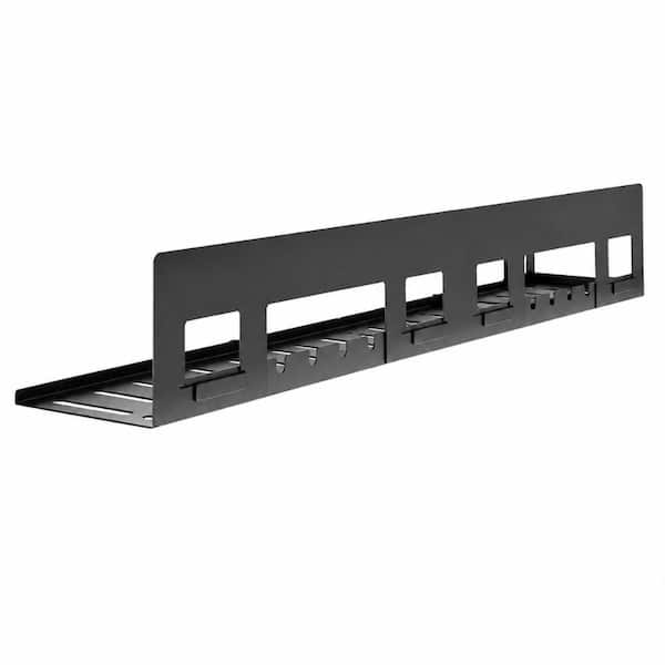 Under Desk Cable Management Tray 31.5 Inch Metal Cord Organizer Rack for Power Strip Wire Home Office Black