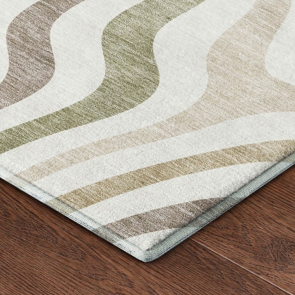 Mayfield Premium Machine Washable Abstract AMF2570 Ivory 2 ft. x 3 ft. Accent Rug