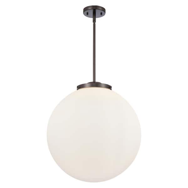 Beacon 60-Watt 3-Light Oil Rubbed Bronze Shaded Mini Pendant Light with Matte White Glass