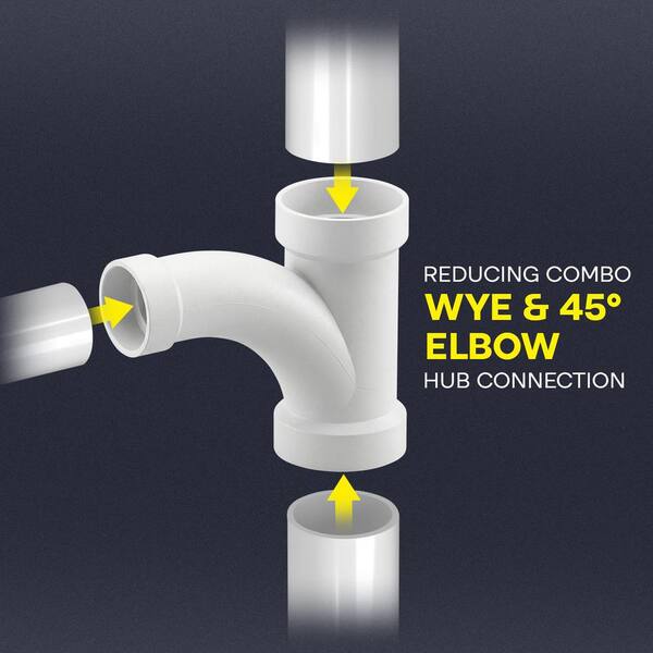 PLUMBFLEX 2 in. PVC DWV Combination Wye & 1/8 Bend 45° Elbow Hub