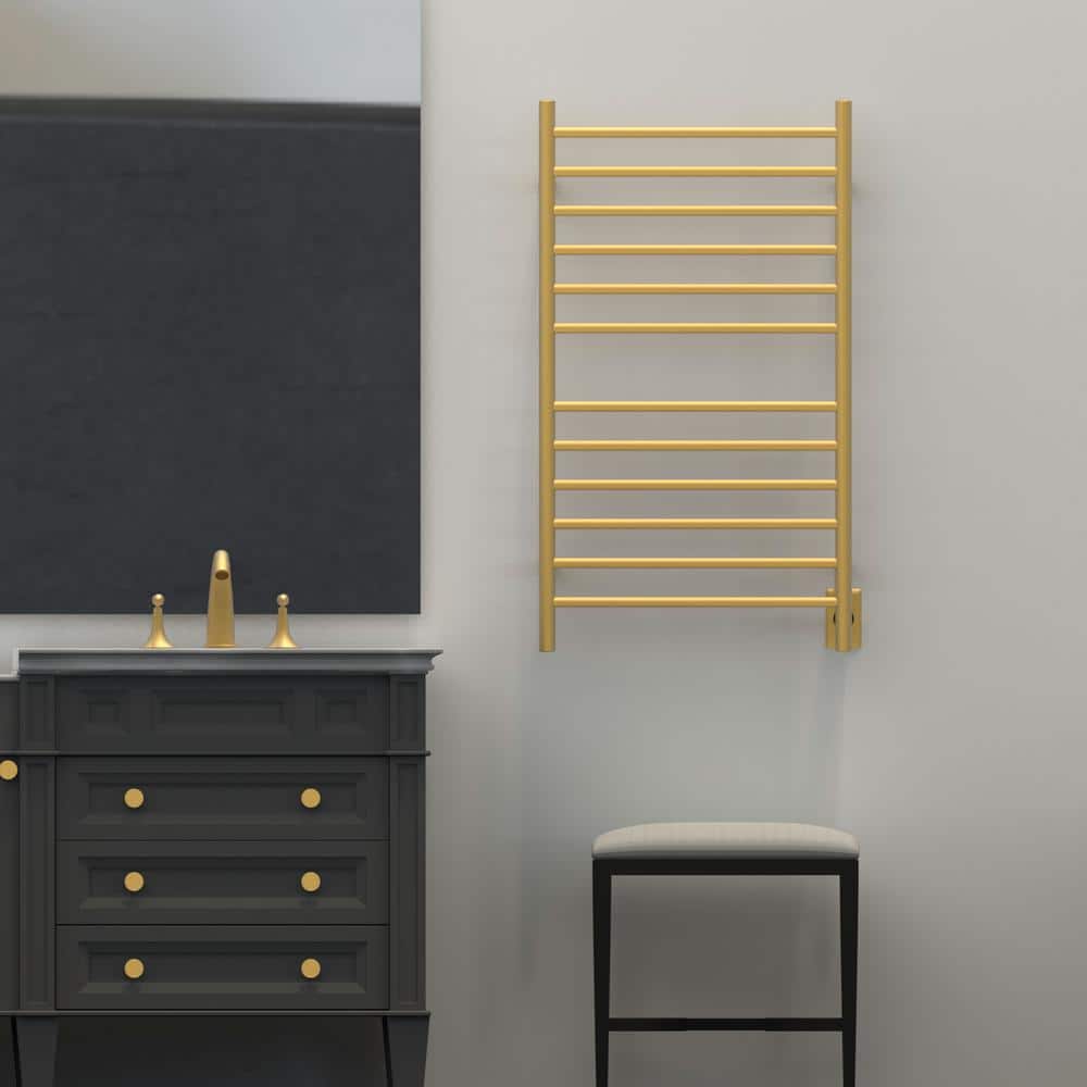 Radiant Satin Brass Wall Mounted Stainless Steel Towel Warmer