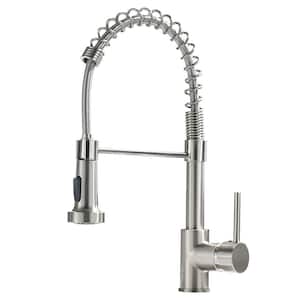 Single Handle Pull Down Sprayer Kitchen Faucet, Single Hole Kitchen Sink Faucet with in Brushed Nickel