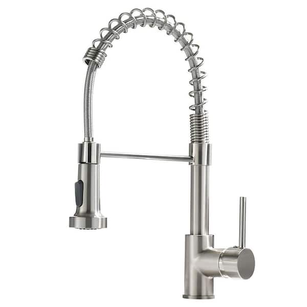 Unbranded Single Handle Pull Down Sprayer Kitchen Faucet, Single Hole Kitchen Sink Faucet with in Brushed Nickel