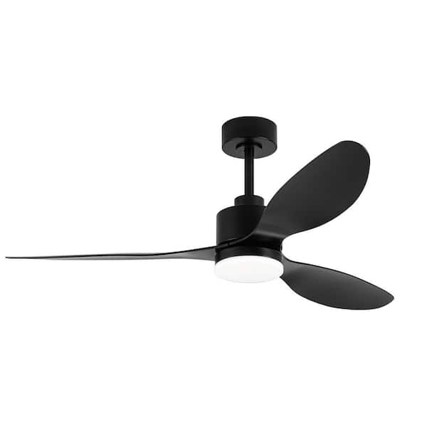 Breezary Sawyer 52 in. Integrated LED Indoor Black Ceiling Fans with Light and Remote Control