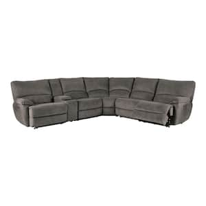 Sorara 121 in. Polyester L-shaped Power Sectional Sofa in Gray with Storage Console