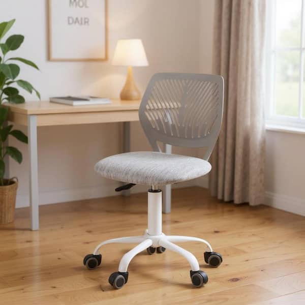 Upholstery Ergonomic Chair in Gray Armless