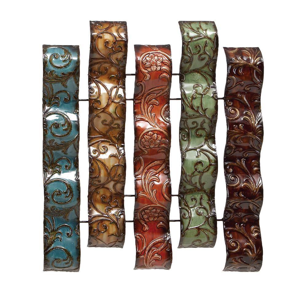 Multicolor Embossed Metal Wavy Panel Wall Sculpture
