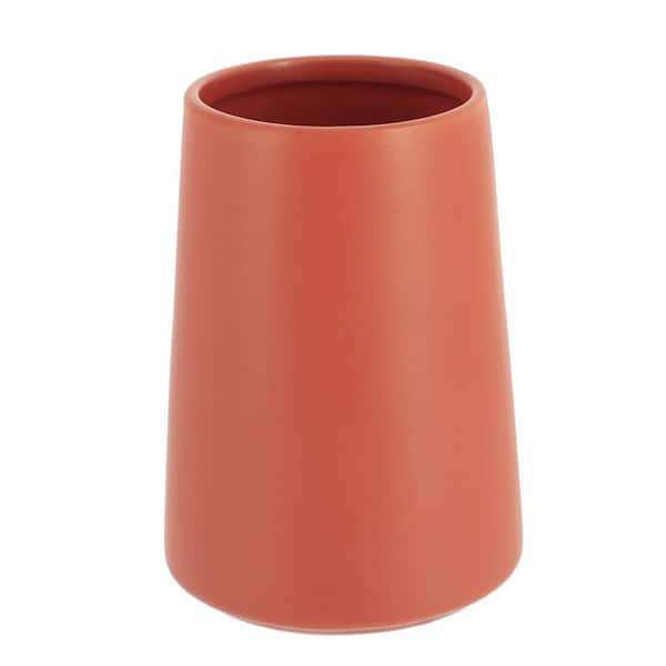 Smooth Freestanding Water Tumbler or Toothbrush Holder Flared Shape Terracotta