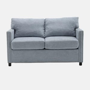 52.36 in. Straight Arm Modern chenille Fabric Rectangle Loveseat Sofa in. Teal Blue
