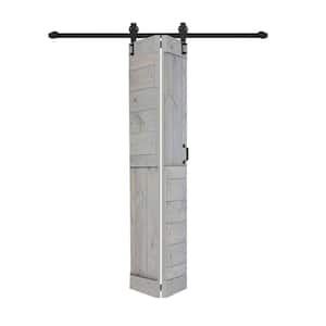 S Style 30in.x84in.(15''x84''x2panels) French Gray Solid Wood Bi-Fold Barn Door With Hardware Kit -Assembly Needed