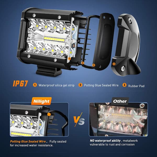 Nilight 2-Pack 3 Inch Square LED Pod Lights - 1500LM Flood Beam With Wiring Kit For Off-Road - View #12