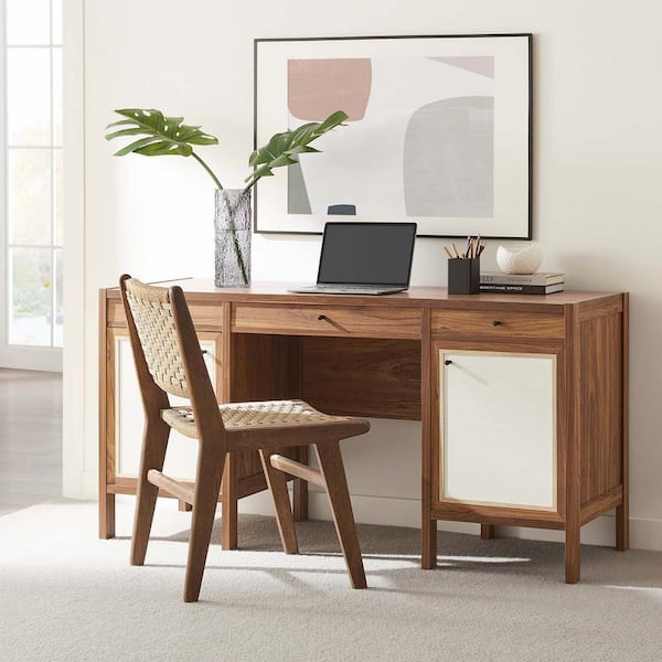 MODWAY Capri 58 in. Rectangular Walnut Wood Grain Office Desk