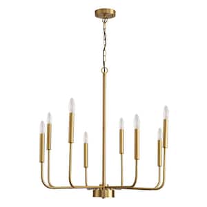 8-light Gold Farmhouse Minimalist Candlestick Chandelier for Any Room with no bulbs included