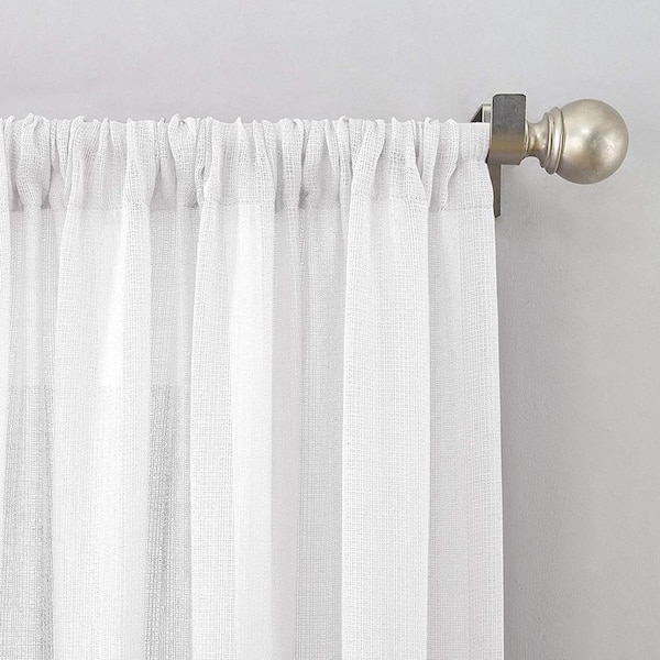 White Solid Rod Pocket Sheer Curtain, Rod Pocket Curtains