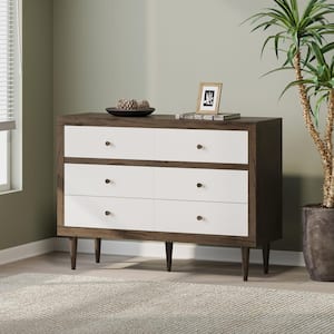 Fairhall 6-Drawer Walnut and White Double Dresser
