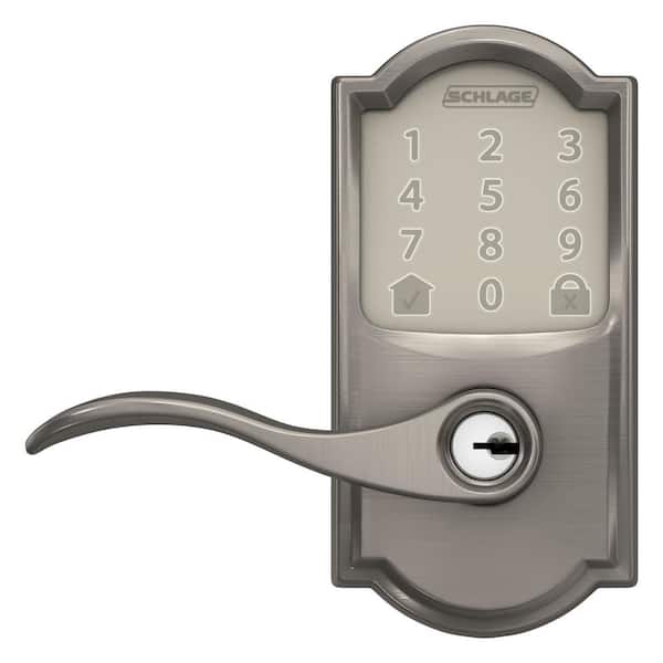 Schlage BE499WB CAM 619 Encode Plus WiFi Cerradura inteligente con llave  Apple Home, cerradura de puerta de entrada sin llave con borde Camelot
