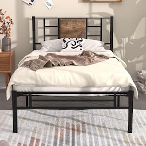 VECELO Bed Frame With Headboards, Black Heavy Duty Frame ，39 In. W Twin ...