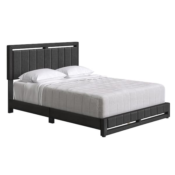 Boyd Sleep Senata Upholstered Linen Platform Bed, King, Black