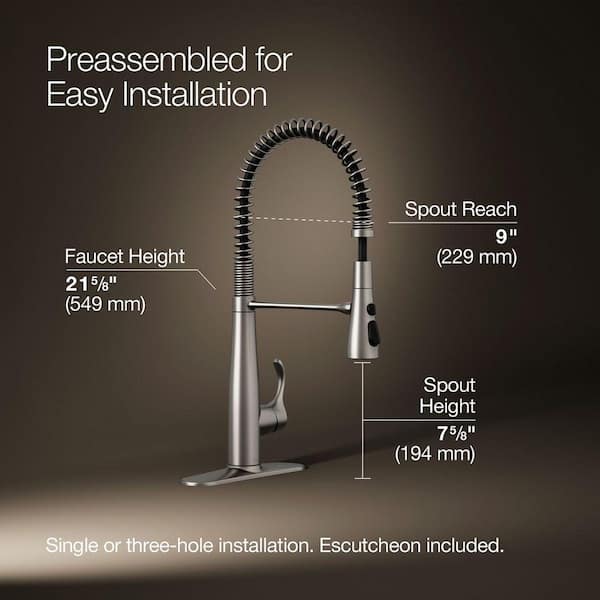 KOHLER Simplice Single-Handle Pull-Down Sprayer Kitchen Faucet in