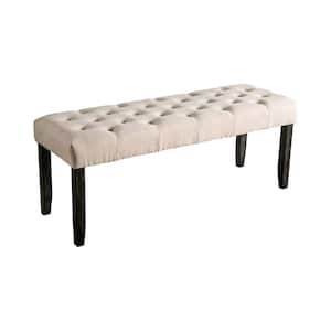 Lorcan Antique Black and Ivory Upholstered Bench