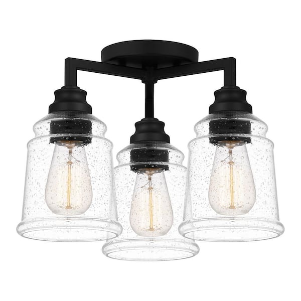 Quoizel McIntire 14 in. 3-Light Matte Black Flush Mount
