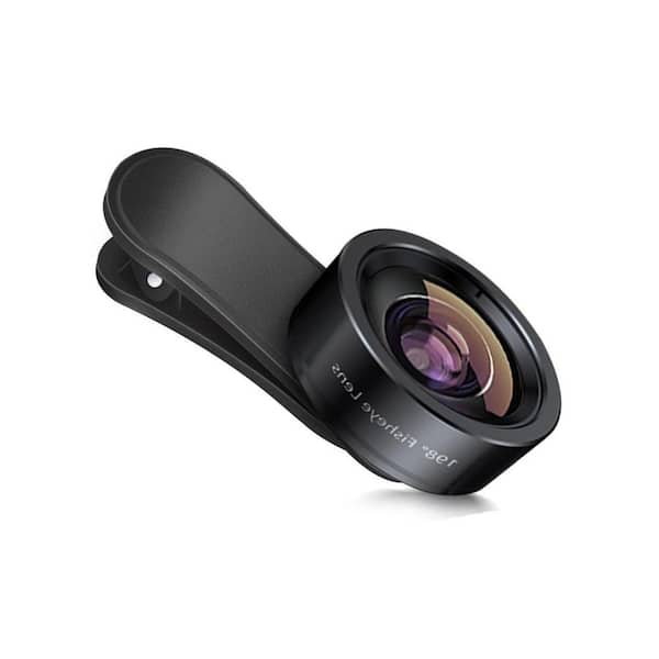 OBJLGEV 198° Fisheye Lens Kit for Smartphone Photography with Clip-On Design, Universal Compatibility, Black
