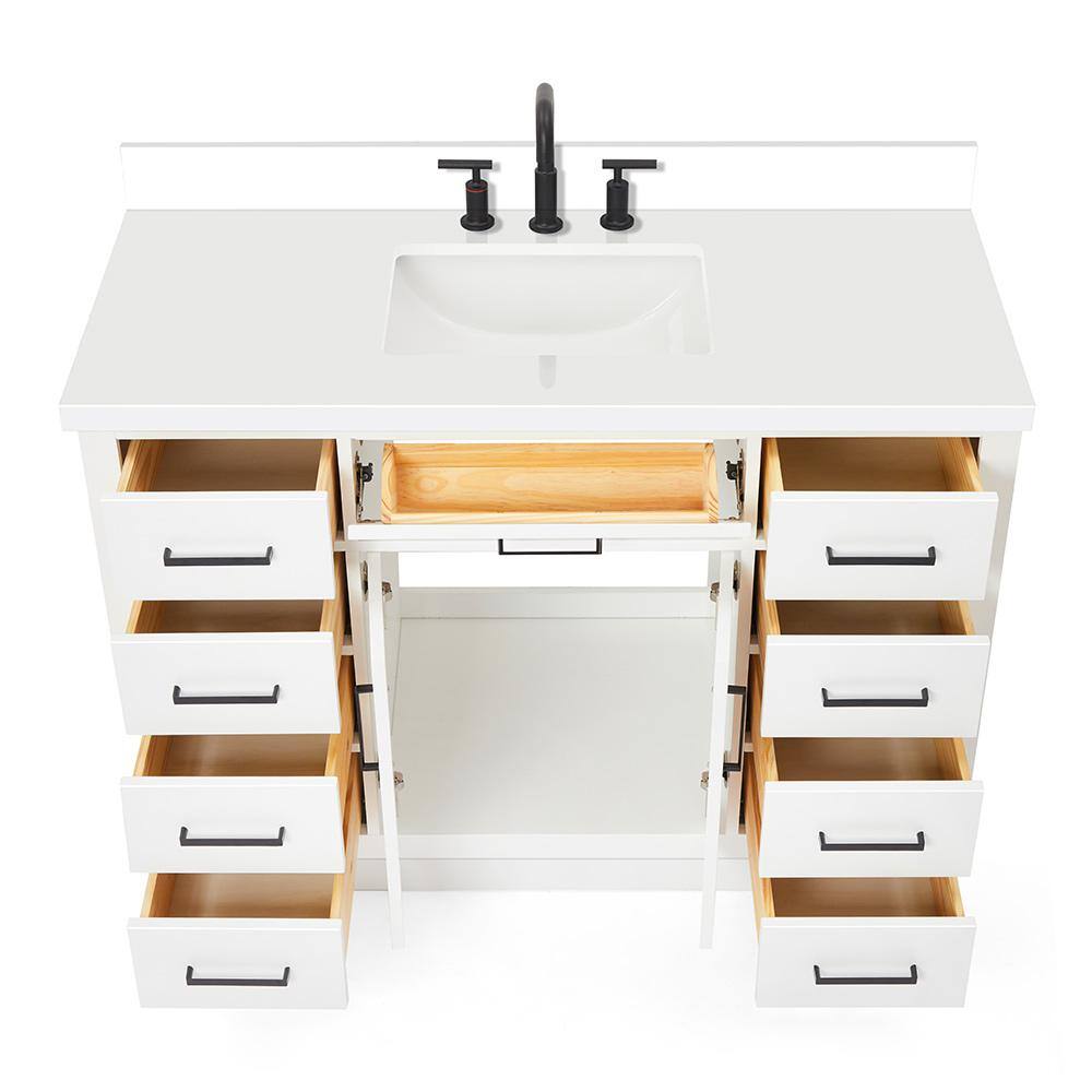 Hepburn 49" White Hardwood Freestanding Single Vanity Set