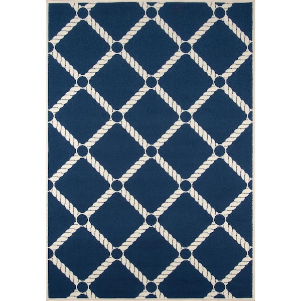 Momeni Baja Nautical Rope Navy 2 ft. 3 in. x 4 ft. 6 in. Indoor/Outdoor Area Rug