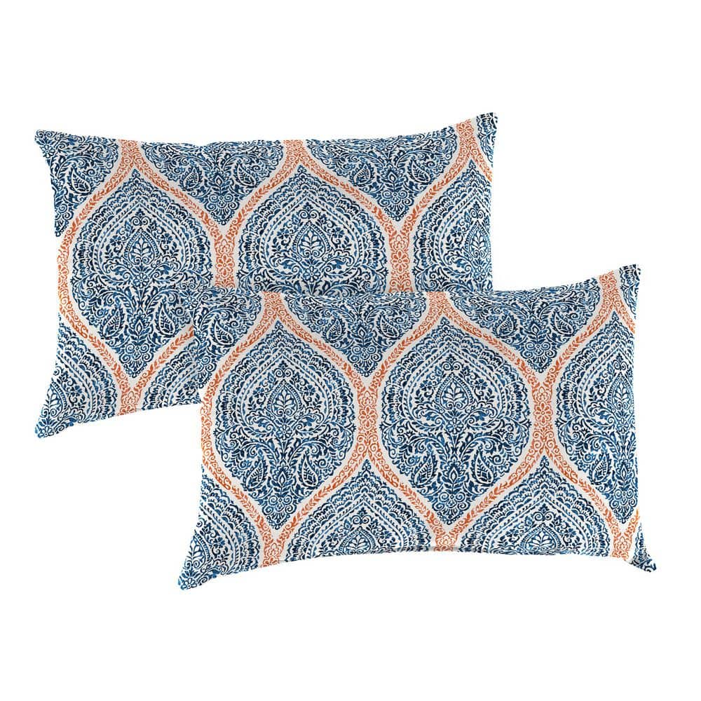 20 in. L x 14 in. W x 6 in. T Rectangular Outdoor Lumbar Throw Pillow in Andorra Tiger Lily (2-Pack) price history on PriceWatchPro