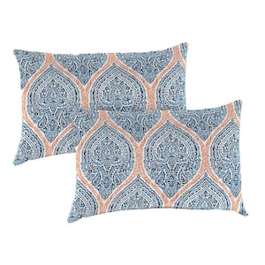 20 in. L x 14 in. W x 6 in. T Rectangular Outdoor Lumbar Throw Pillow in Andorra Tiger Lily (2-Pack)