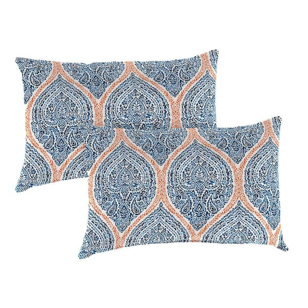 20 in. L x 14 in. W x 6 in. T Rectangular Outdoor Lumbar Throw Pillow in Andorra Tiger Lily (2-Pack)