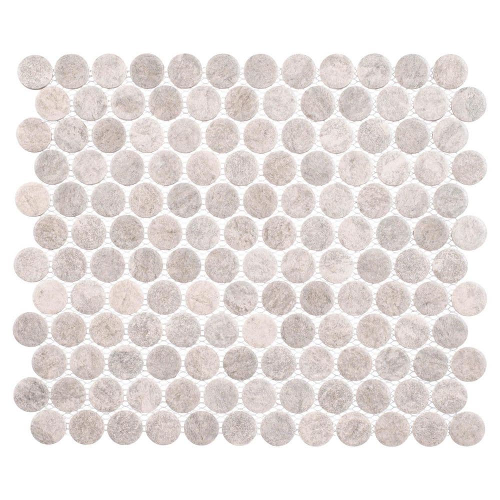 Estavo Vogel Grey 3/4 in. x 3/4 in. Penny Round Matte Porcelain Floor and W