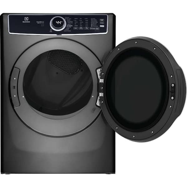 8 cu. ft. vented Front Load Stackable Electric Dryer in Titanium with LuxCare Dry and Perfect Steam