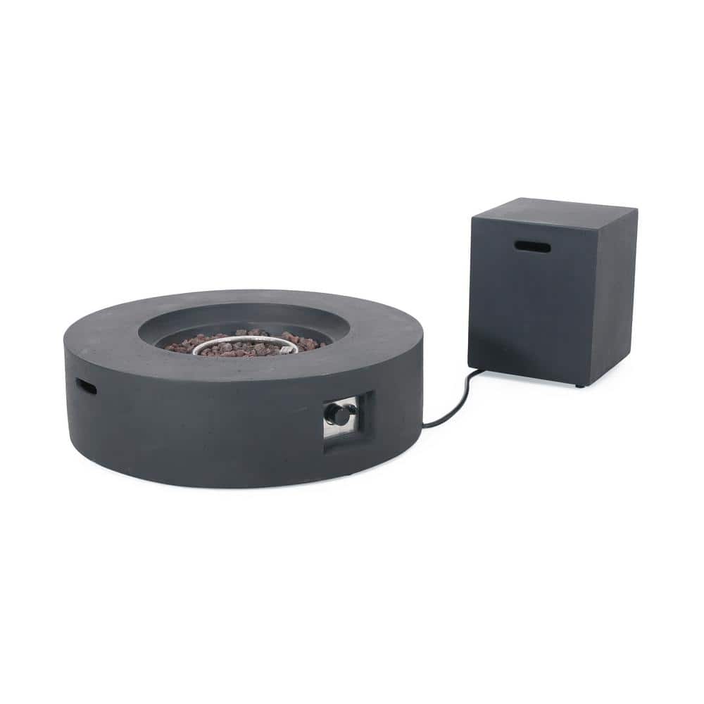 Circular Dark Gray Magnesium Oxide Gas Fire Pit Table