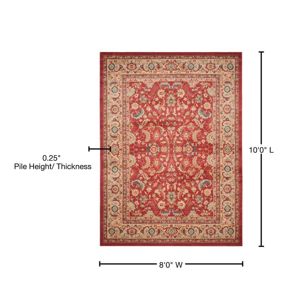 Regal Elegance Red Synthetic 8' x 10' Hand-Knotted Area Rug