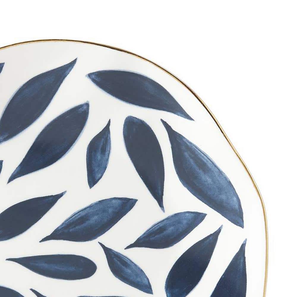 Blue and White Hand-Painted Porcelain Dessert Plates Set