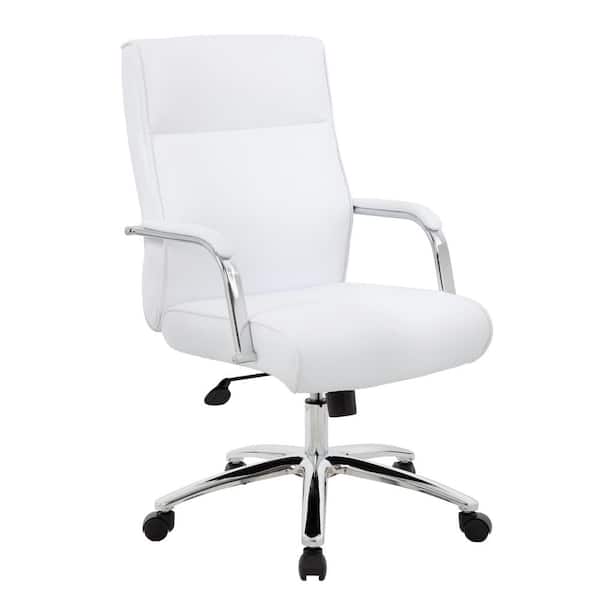 Boss Office S 27 In Width, White Leather Office Chair Modern
