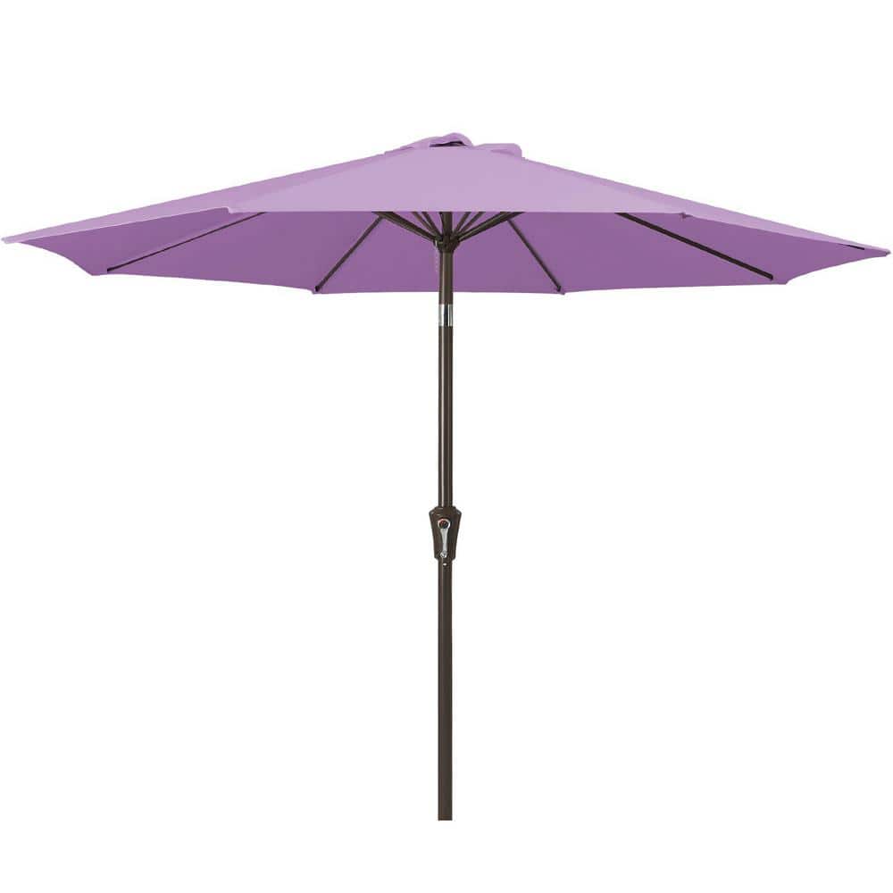 Air Vented 9 ft. Alloy Steel Market Solar Tilt Half Patio Umbrella in Taro 