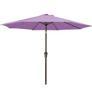 Air Vented 9 ft. Alloy Steel Market Solar Tilt Half Patio Umbrella in Taro Purple