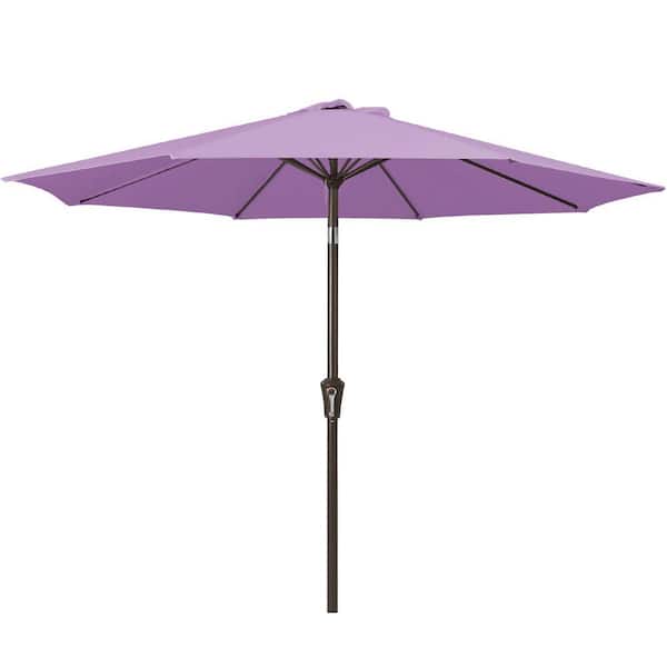 Unbranded Air Vented 9 ft. Alloy Steel Market Solar Tilt Half Patio Umbrella in Taro Purple