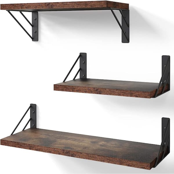Dyiom 5.5 in. W x 4 in. H x16.5 in. D Polyurethane Rectangular Shelf in Brown 3 Sets Adjustable Shelves